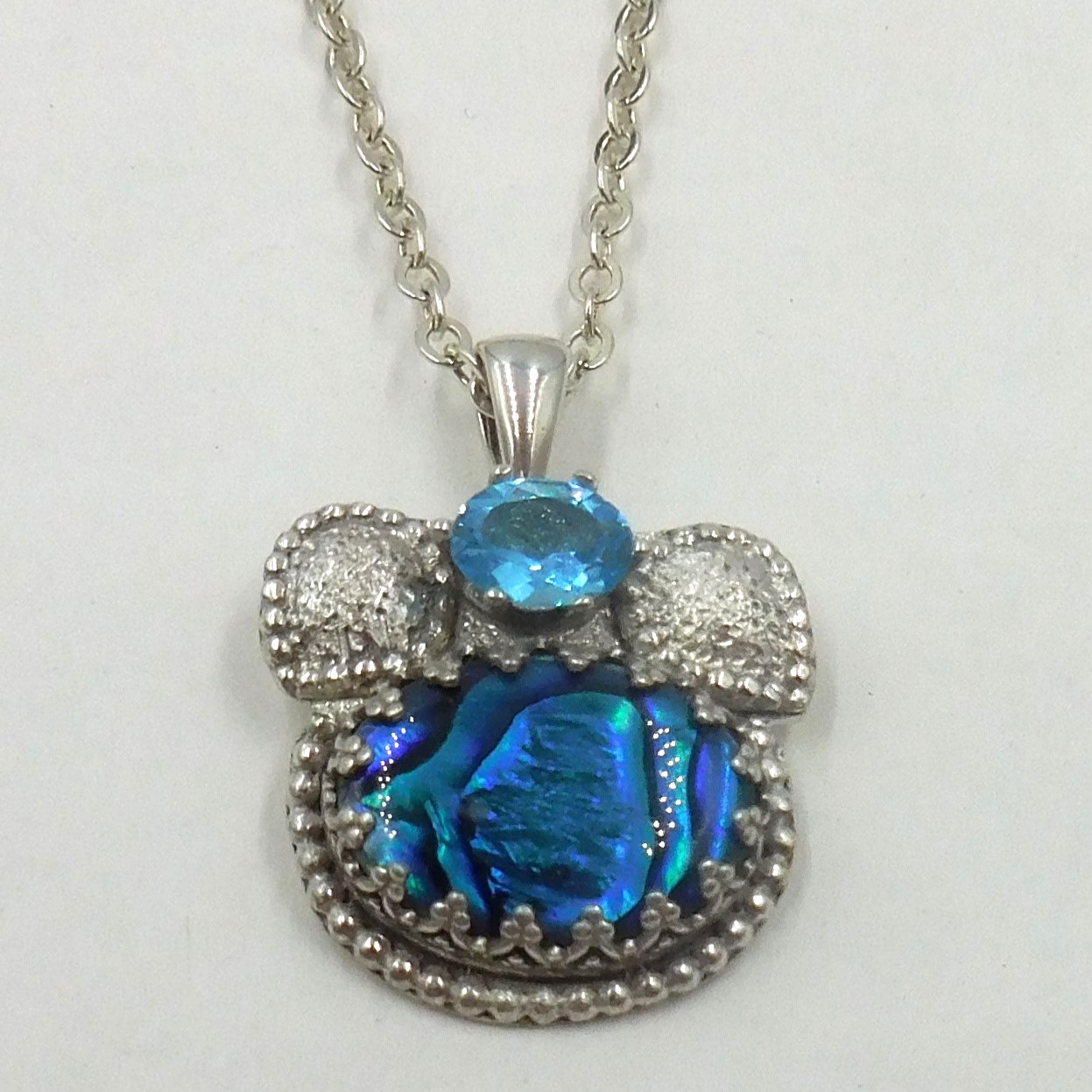 Click to view detail for DKC-2163 Necklace, Paua Shell & Blue Topaz $275